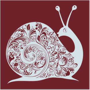 Floral Snail Art – Whimsical & Ornate Nature Design Posters and Art