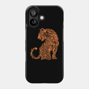Floral Tiger Illustration – Fierce & Elegant Big Cat Art Phone Case