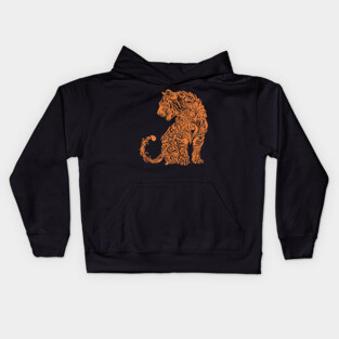 Floral Tiger Illustration – Fierce & Elegant Big Cat Art Kids Hoodie