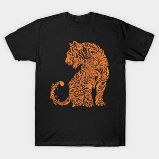 Floral Tiger Illustration – Fierce & Elegant Big Cat Art T-Shirt