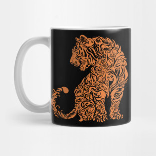 Floral Tiger Illustration – Fierce & Elegant Big Cat Art Mug
