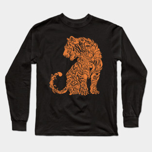 Floral Tiger Illustration – Fierce & Elegant Big Cat Art Long Sleeve T-Shirt