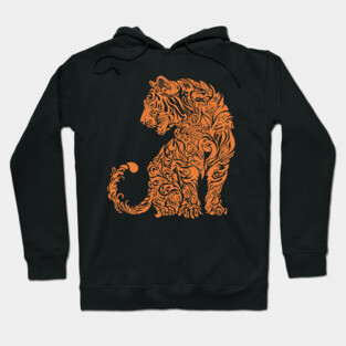 Floral Tiger Illustration – Fierce & Elegant Big Cat Art Hoodie