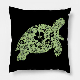 Floral Tortoise – Patience Meets Art Pillow
