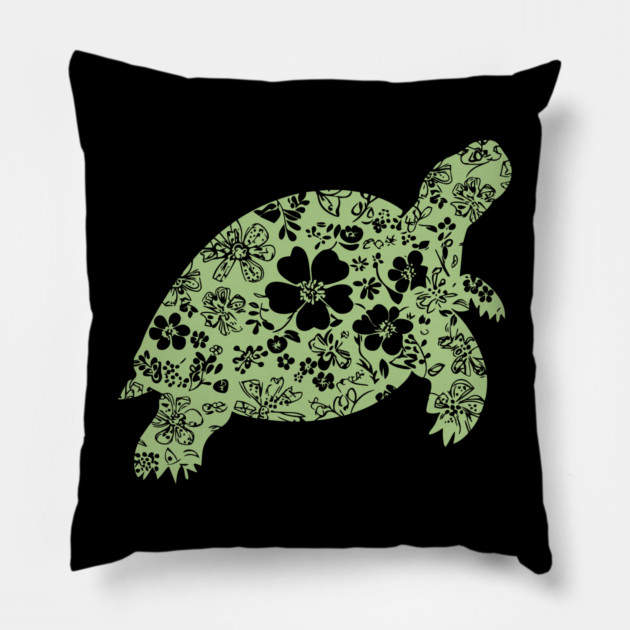 Floral Tortoise – Patience Meets Art Pillow by TuncGK
