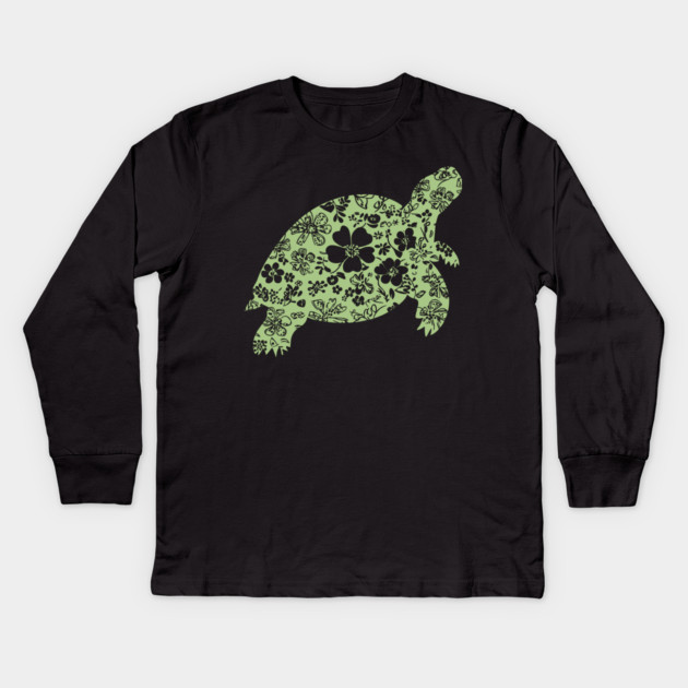 Floral Tortoise – Patience Meets Art Kids Long Sleeve T-Shirt by TuncGK