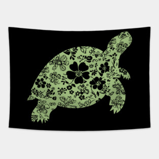 Floral Tortoise – Patience Meets Art Tapestry