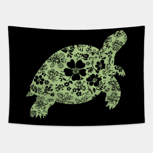 Floral Tortoise – Patience Meets Art Tapestry by TuncGK