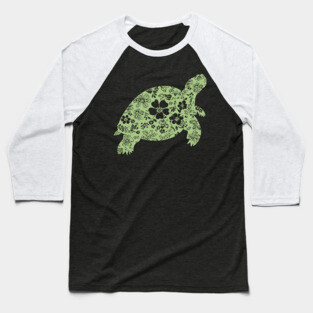 Floral Tortoise – Patience Meets Art Baseball T-Shirt