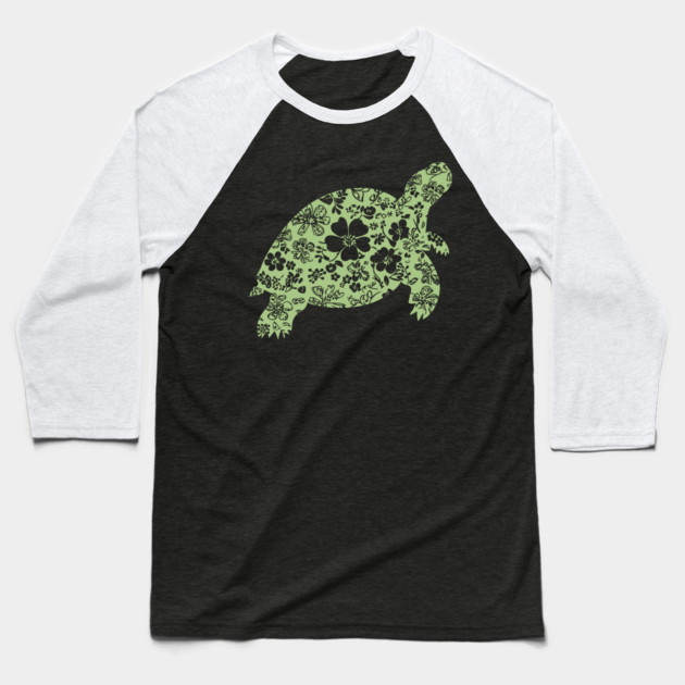 Floral Tortoise – Patience Meets Art Baseball T-Shirt by TuncGK