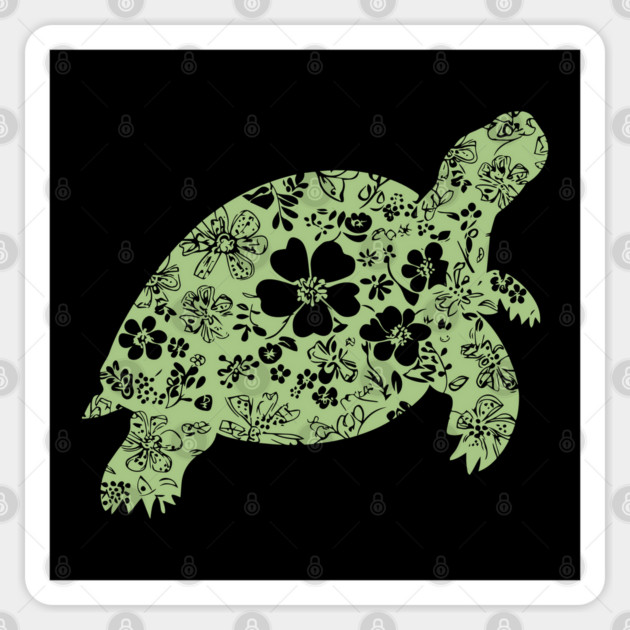 Floral Tortoise – Patience Meets Art Sticker by TuncGK