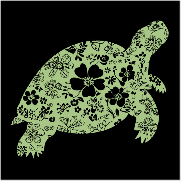 Floral Tortoise – Patience Meets Art Wall Art by TuncGK