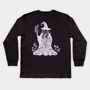 Mystical Floral Wizard – Magic & Nature Collide Kids Long Sleeve T-Shirt