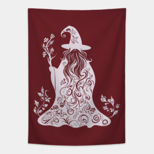 Mystical Floral Wizard – Magic & Nature Collide Tapestry