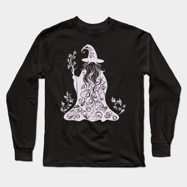 Mystical Floral Wizard – Magic & Nature Collide Long Sleeve T-Shirt by TuncGK