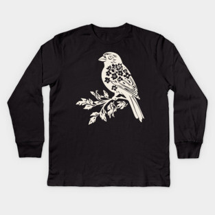 Floral Sparrow – Nature’s Little Songbird Kids Long Sleeve T-Shirt