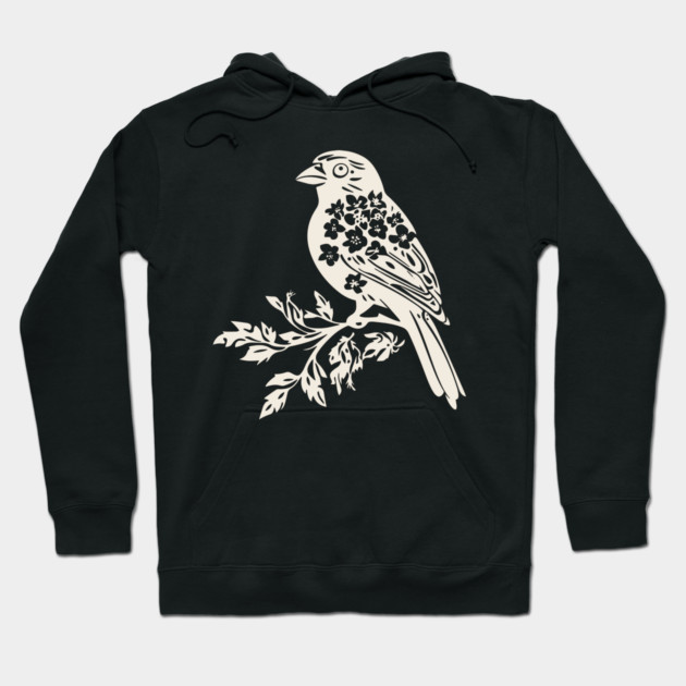 Floral Sparrow – Nature’s Little Songbird Hoodie by TuncGK