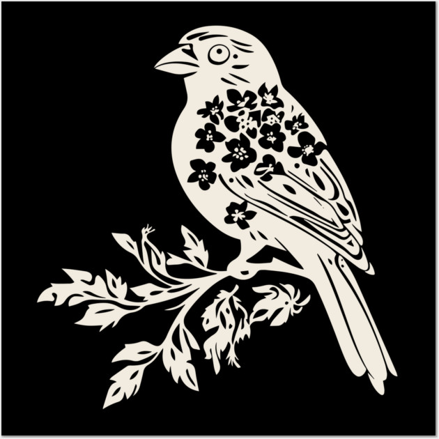 Floral Sparrow – Nature’s Little Songbird Wall Art by TuncGK