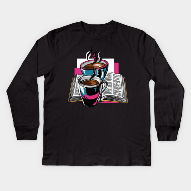 Book Lover's Coffee Break Kids Long Sleeve T-Shirt by SR8891