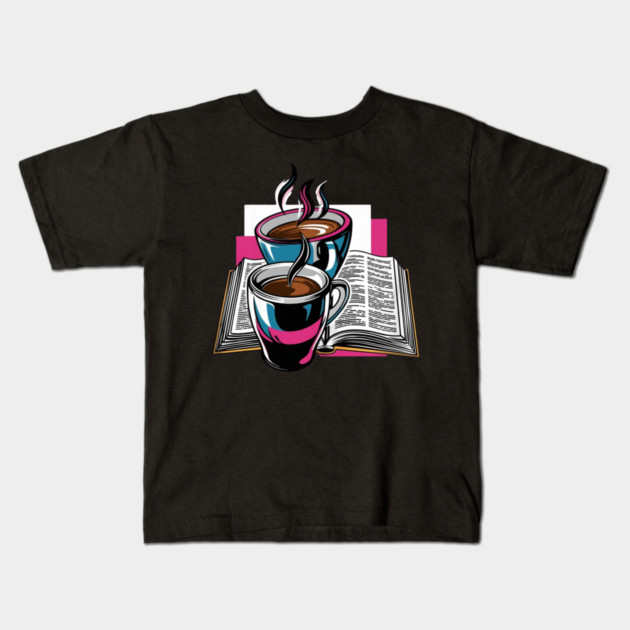 Book Lover's Coffee Break Kids T-Shirt by SR8891