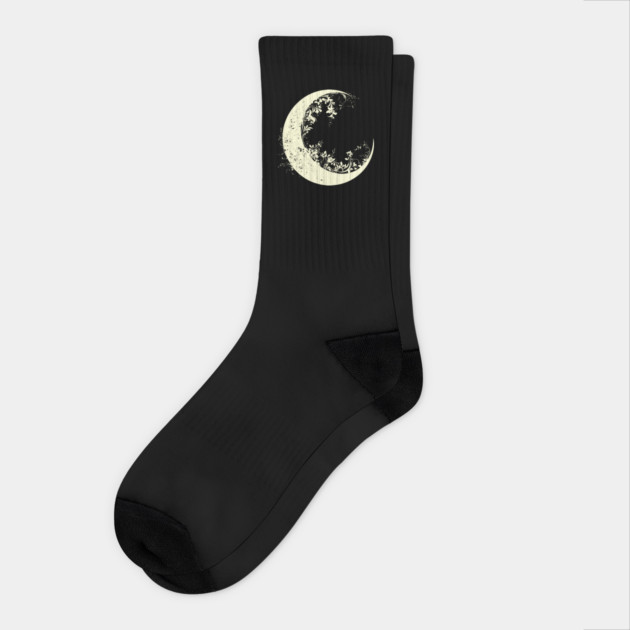 Floral Crescent Moon – Celestial & Botanical Fusion Socks by TuncGK