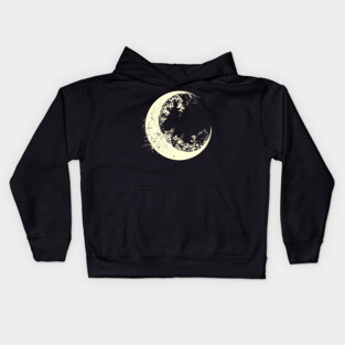 Floral Crescent Moon – Celestial & Botanical Fusion Kids Hoodie