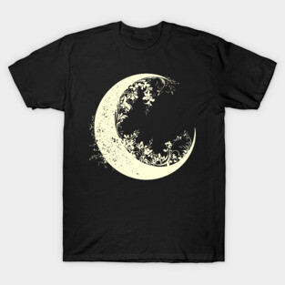 Floral Crescent Moon – Celestial & Botanical Fusion T-Shirt