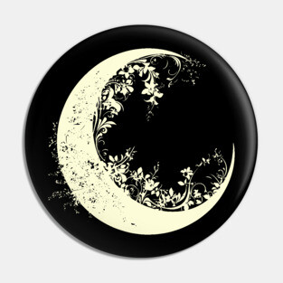 Floral Crescent Moon – Celestial & Botanical Fusion Pin