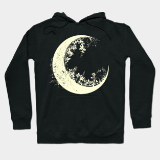 Floral Crescent Moon – Celestial & Botanical Fusion Hoodie