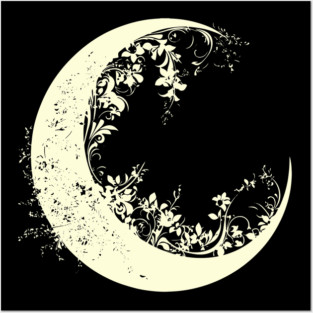 Floral Crescent Moon – Celestial & Botanical Fusion Posters and Art