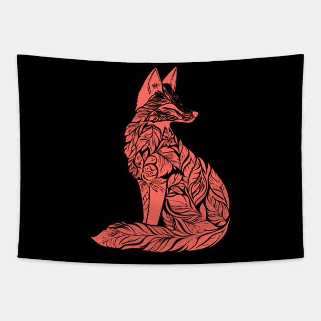 Floral Fox – Clever & Beautiful Woodland Art Tapestry by TuncGK