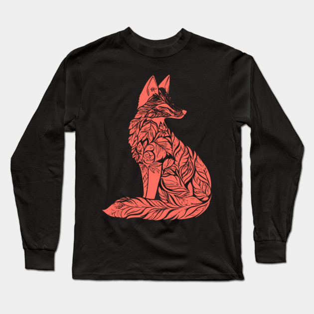 Floral Fox – Clever & Beautiful Woodland Art Long Sleeve T-Shirt by TuncGK