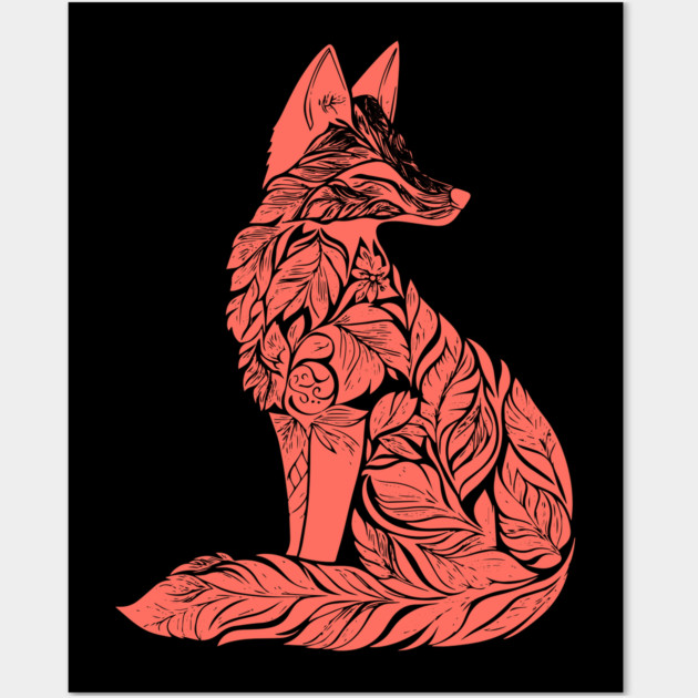 Floral Fox – Clever & Beautiful Woodland Art Wall Art by TuncGK