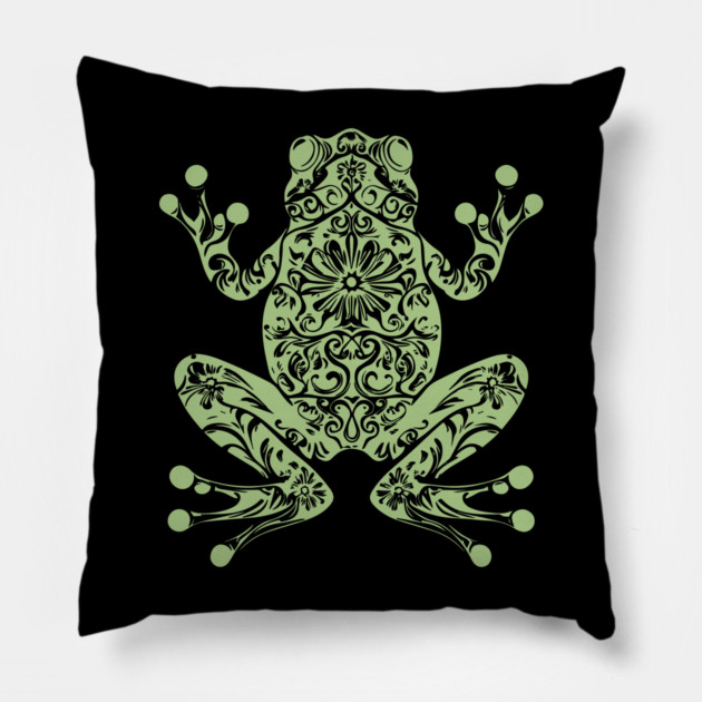 Botanical Frog – Nature’s Little Hopper in Style Pillow by TuncGK