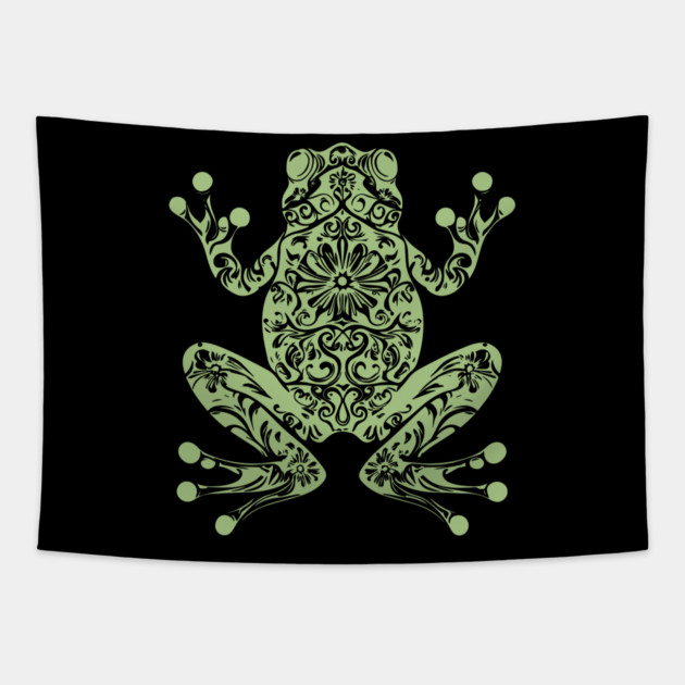 Botanical Frog – Nature’s Little Hopper in Style Tapestry by TuncGK