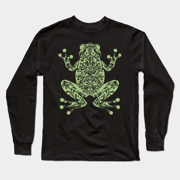 Botanical Frog – Nature’s Little Hopper in Style Long Sleeve T-Shirt by TuncGK
