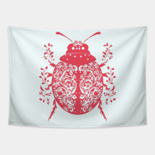 Floral Ladybug – Lucky & Beautiful Nature Art Tapestry
