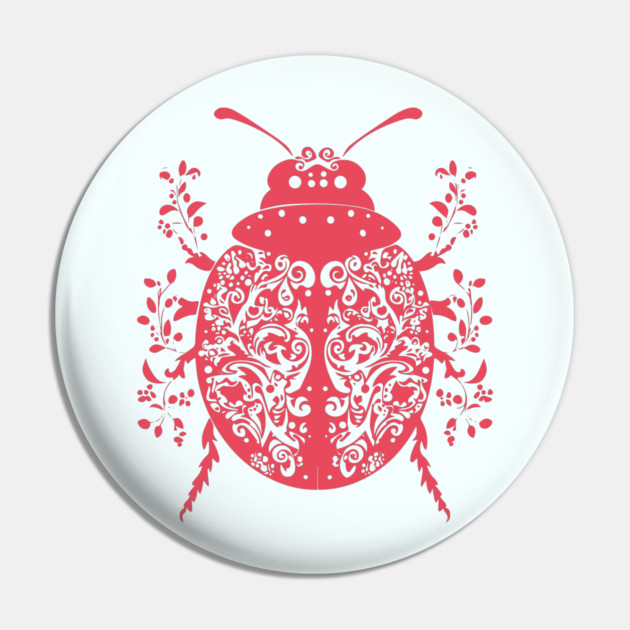 Floral Ladybug – Lucky & Beautiful Nature Art Pin by TuncGK