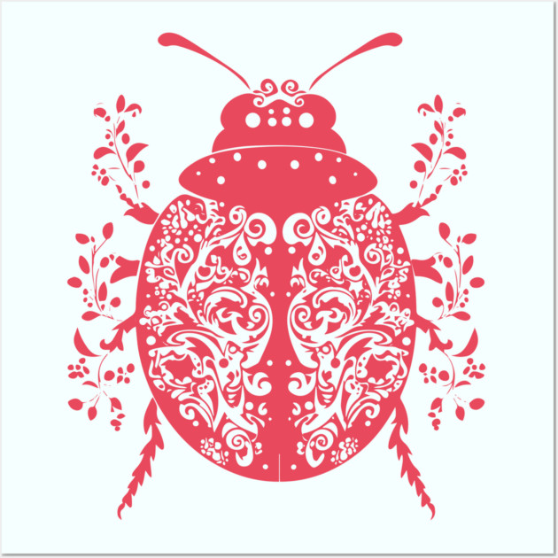 Floral Ladybug – Lucky & Beautiful Nature Art Wall Art by TuncGK