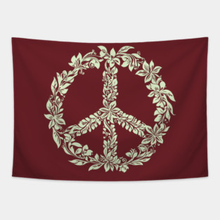 Floral Peace Symbol – Aesthetic Boho Art Tapestry