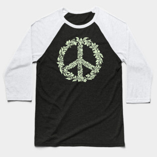 Floral Peace Symbol – Aesthetic Boho Art Baseball T-Shirt