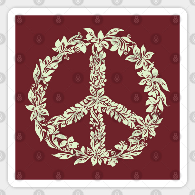 Floral Peace Symbol – Aesthetic Boho Art Sticker by TuncGK