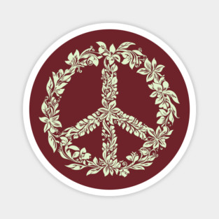 Floral Peace Symbol – Aesthetic Boho Art Magnet