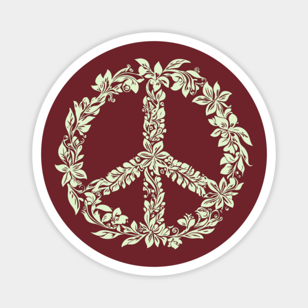 Floral Peace Symbol – Aesthetic Boho Art Magnet by TuncGK