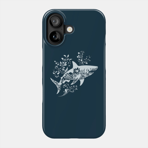 Floral Shark – Fierce Meets Elegant Phone Case by TuncGK