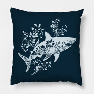 Floral Shark – Fierce Meets Elegant Pillow