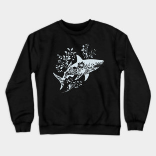 Floral Shark – Fierce Meets Elegant Crewneck Sweatshirt