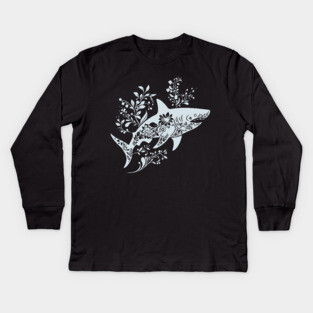 Floral Shark – Fierce Meets Elegant Kids Long Sleeve T-Shirt