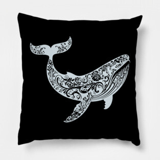 Floral Whale – Majestic Ocean-Inspired Art Pillow