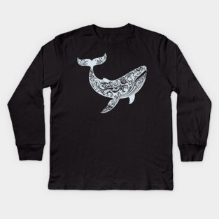 Floral Whale – Majestic Ocean-Inspired Art Kids Long Sleeve T-Shirt